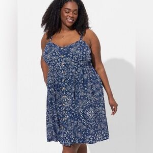 Torrid Navy Floral Button-Up Midi Dress